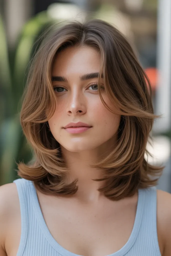 Layered Hair with Feathered Ends