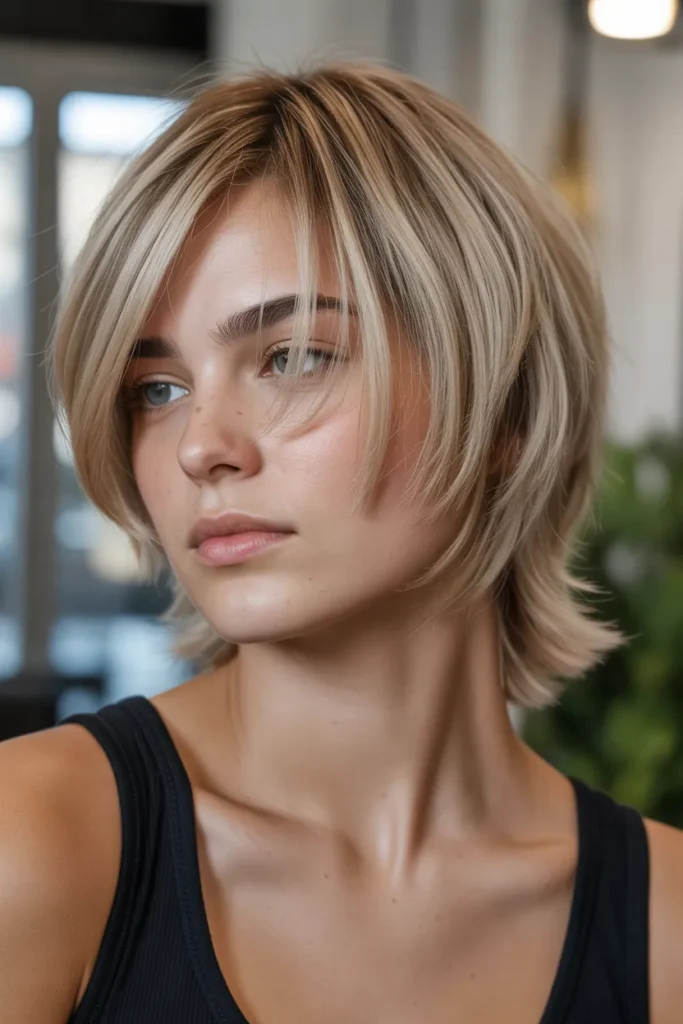 Layered Hair with Tapered Side Ends