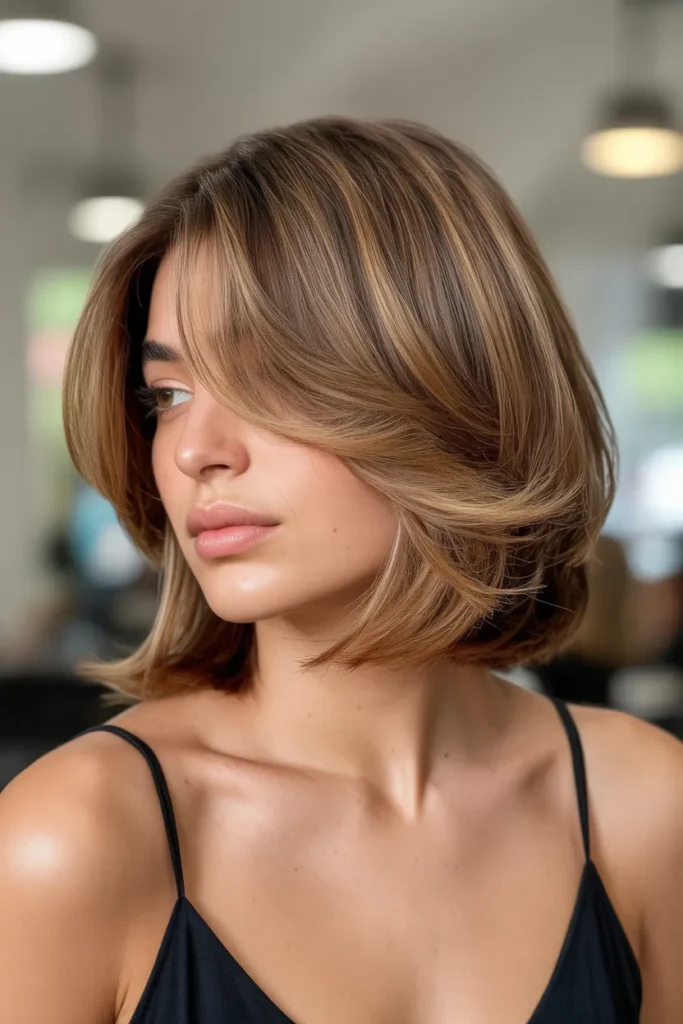 Layered Lob with Side Part