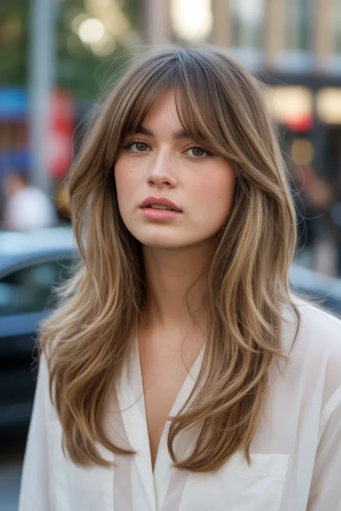 Layered Long Hair with Wispy Bangs