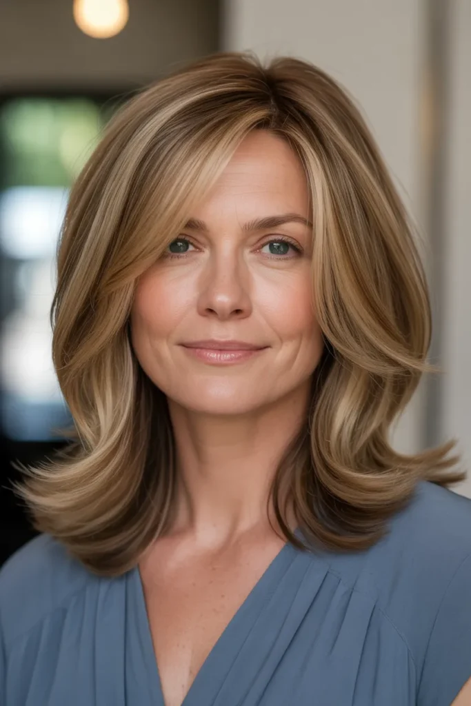 Layered Medium Hair with Soft Highlights