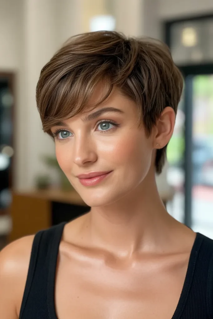Layered Pixie with Volume at Crown