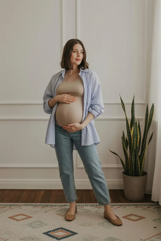 Layered Tank Top with Open Shirt