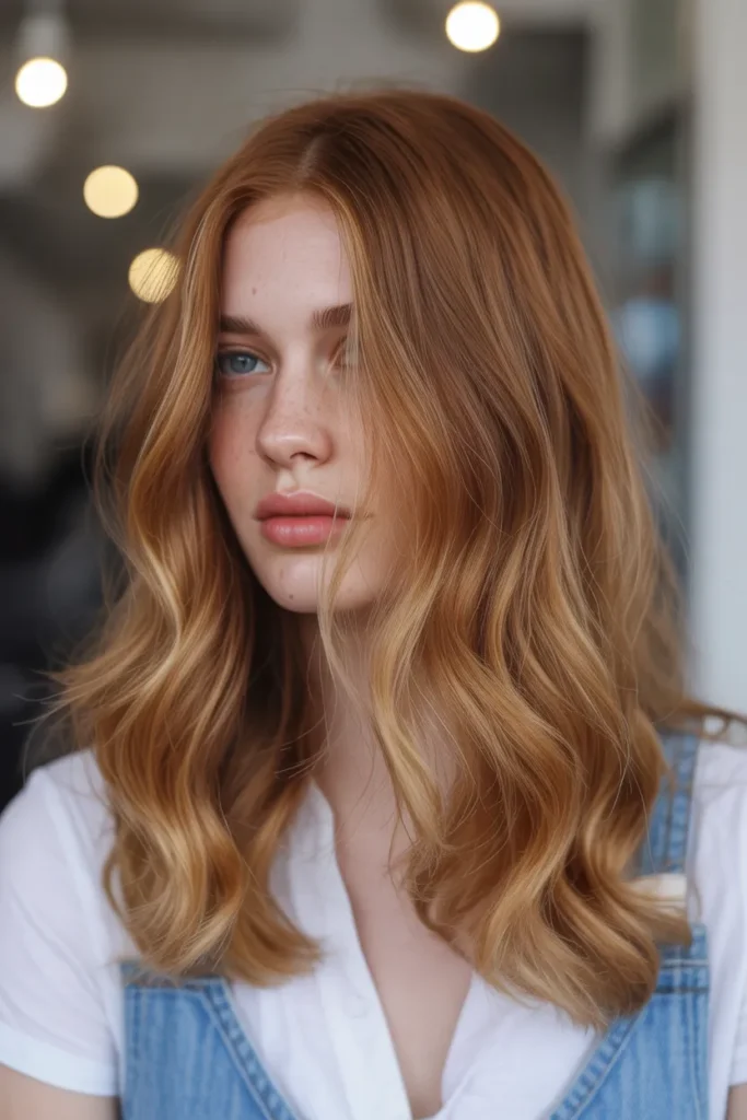 Light Auburn Balayage with Face-Framing Highlights