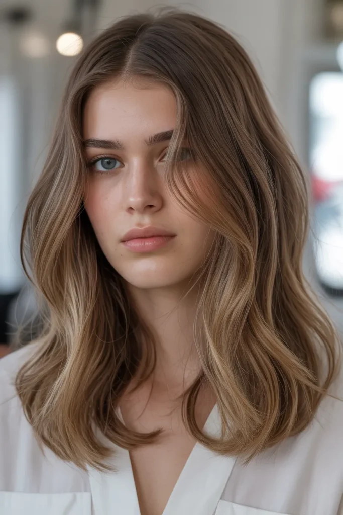 Light Brunette with Soft Face-Framing Highlights