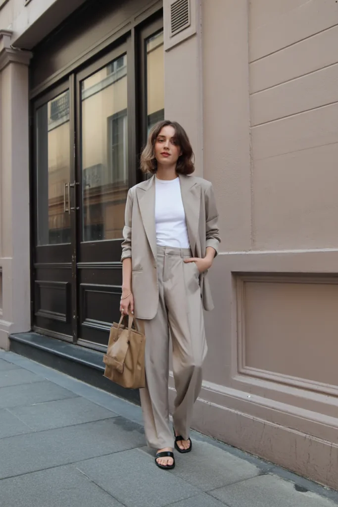 Lightweight Blazer with Tee and Trousers