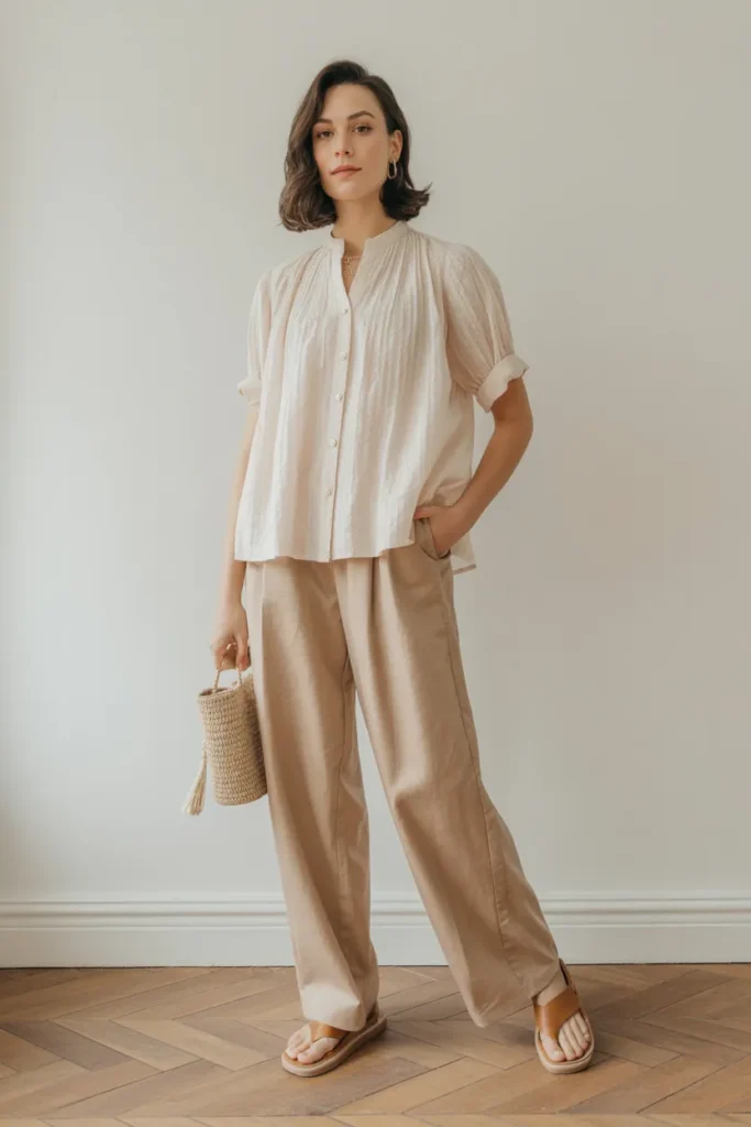 Lightweight Blouse with Relaxed Trousers