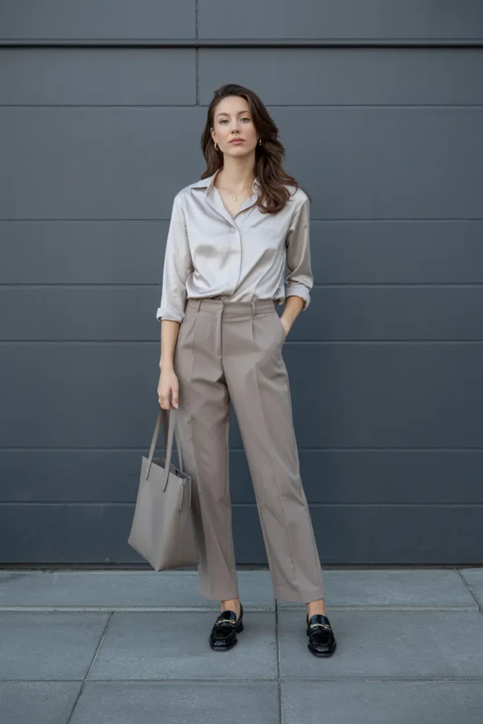 Lightweight Blouse with Straight-Leg Pants