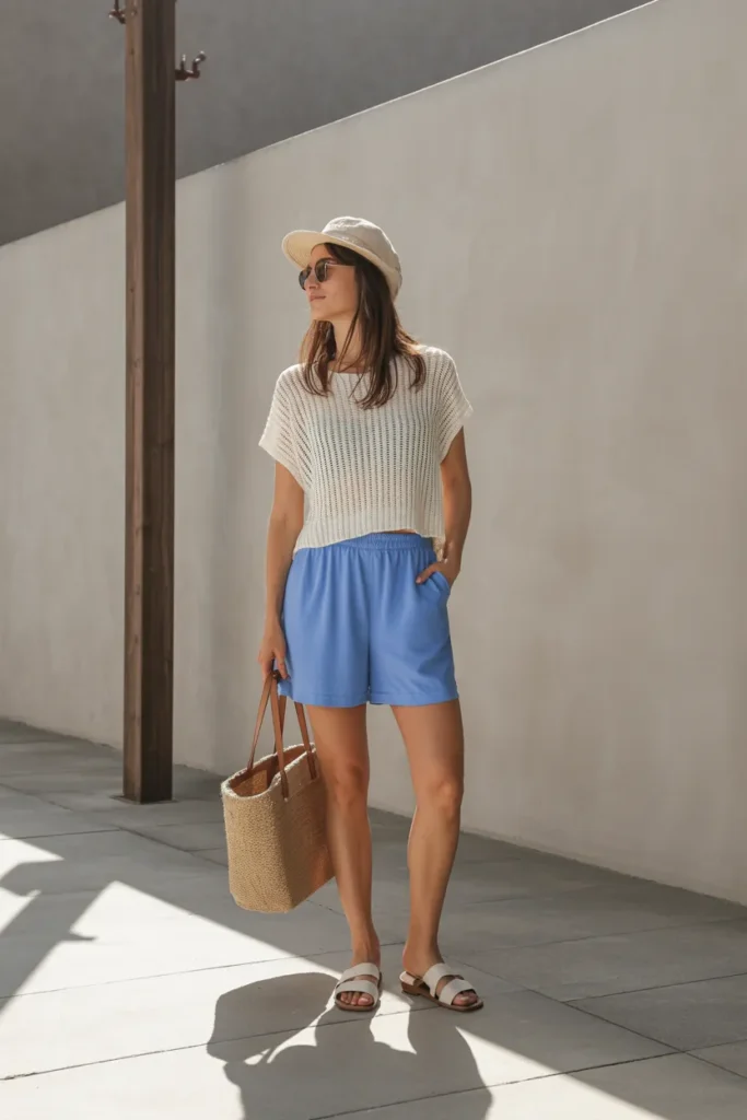 Lightweight Knit Top with Relaxed Shorts