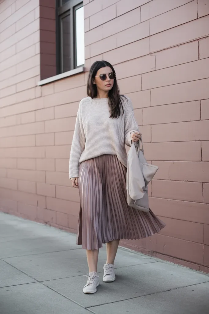 Lightweight Pullover with Pleated Skirt
