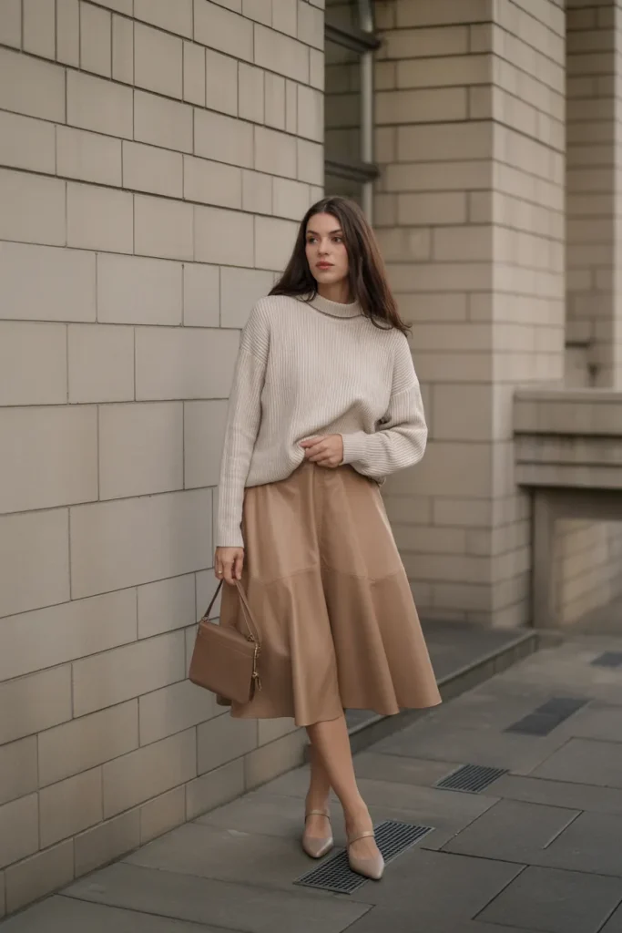Lightweight Sweater with A-Line Skirt