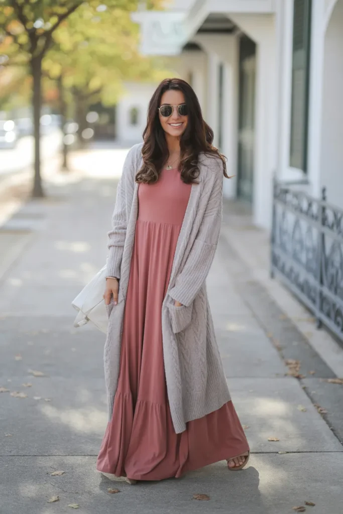 Long Cardigan with Maxi Dress