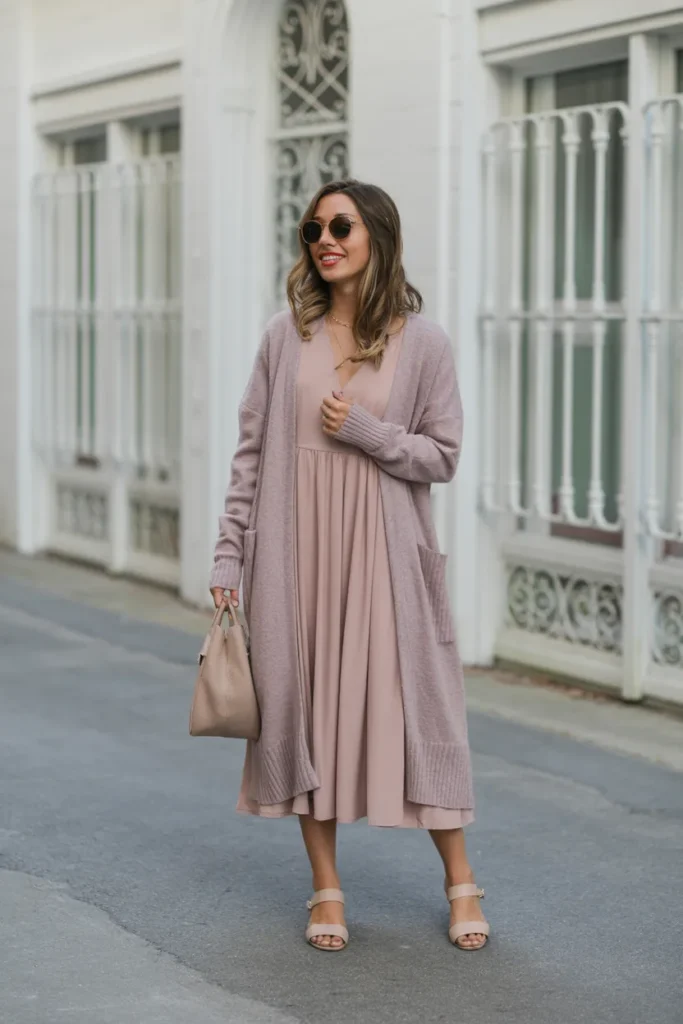Long Cardigan with Midi Dress