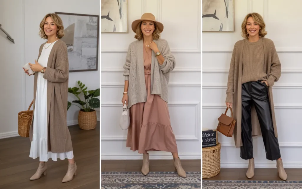 Long Cardigan with Midi Dress,