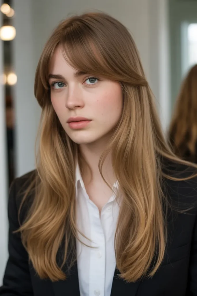 Long Fine Hair with Side Bangs