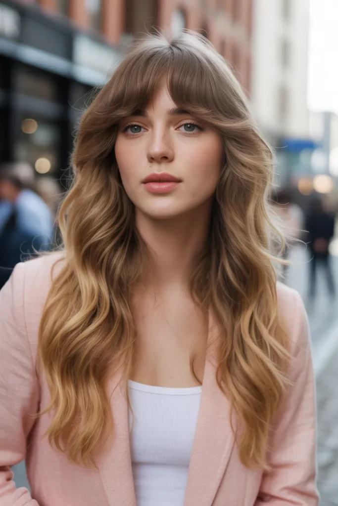 Long Hair with Blended Layers and Textured Bangs