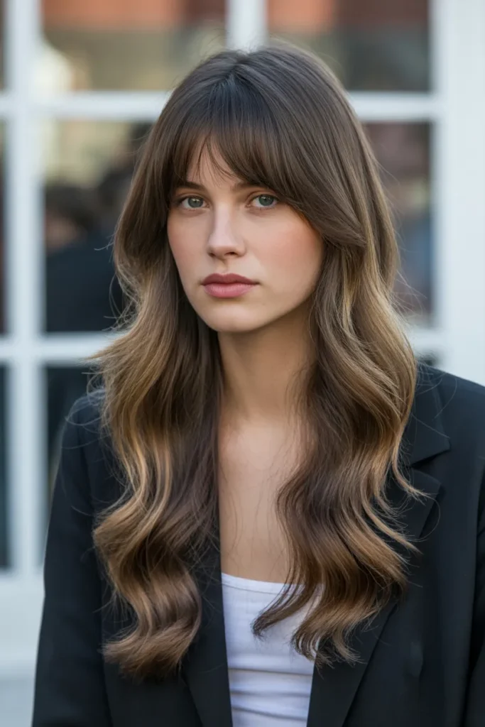 Long Hair with Face-Framing Curtain Bangs
