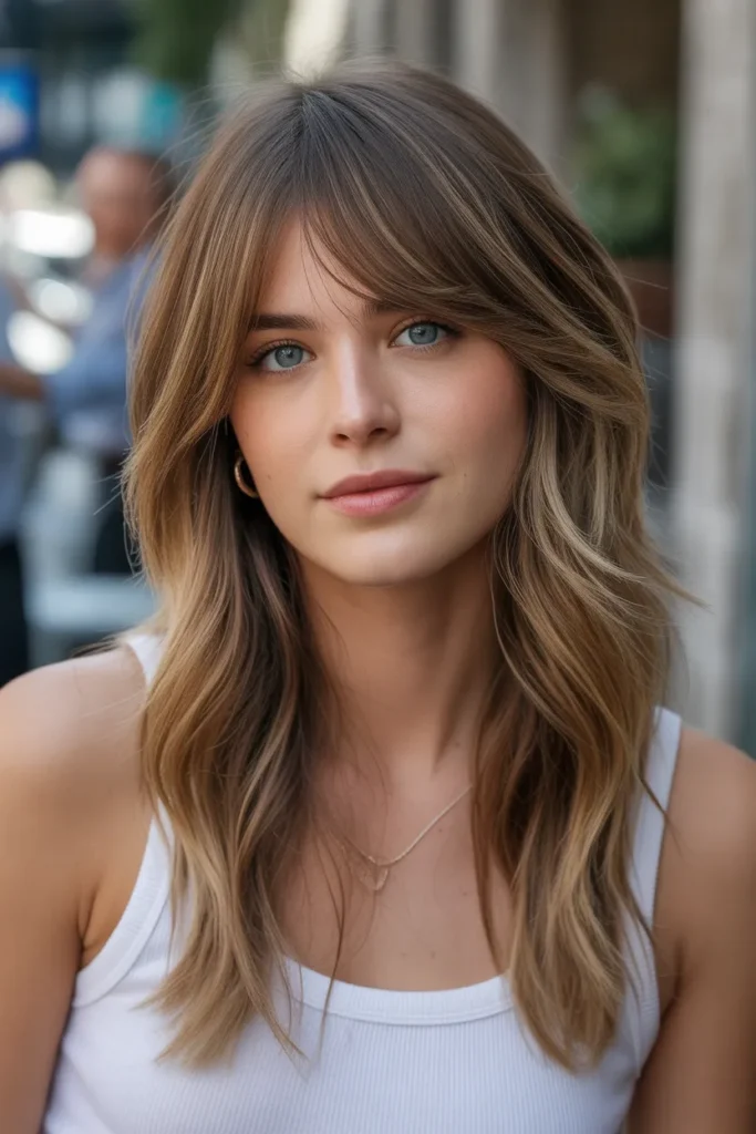 Long Hair with Shaggy Layers and Wispy Bangs