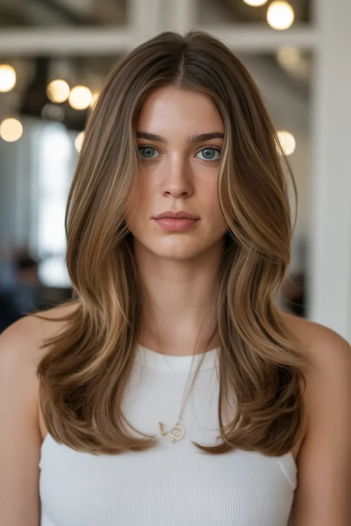 Long Layered Hair with Center Part