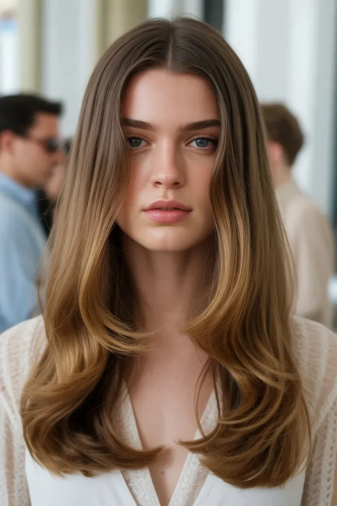 Long Layered Hair with Center Part