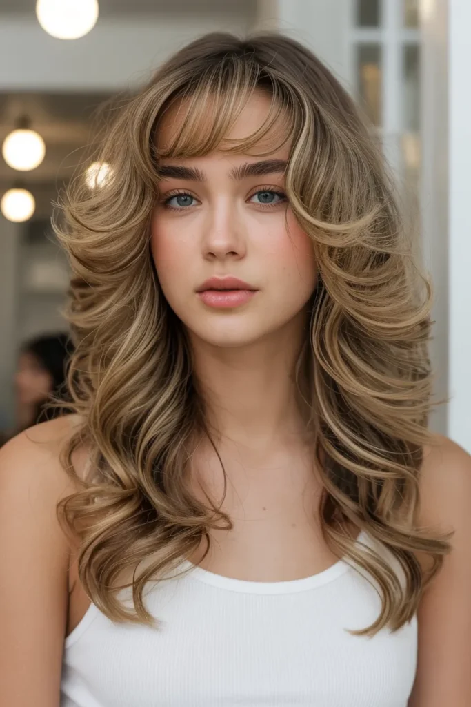 Long Layered Hair with Face-Framing Curls