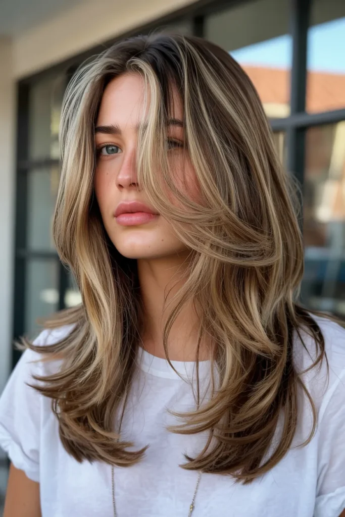 Long Layered Hair with Face-Framing Highlights