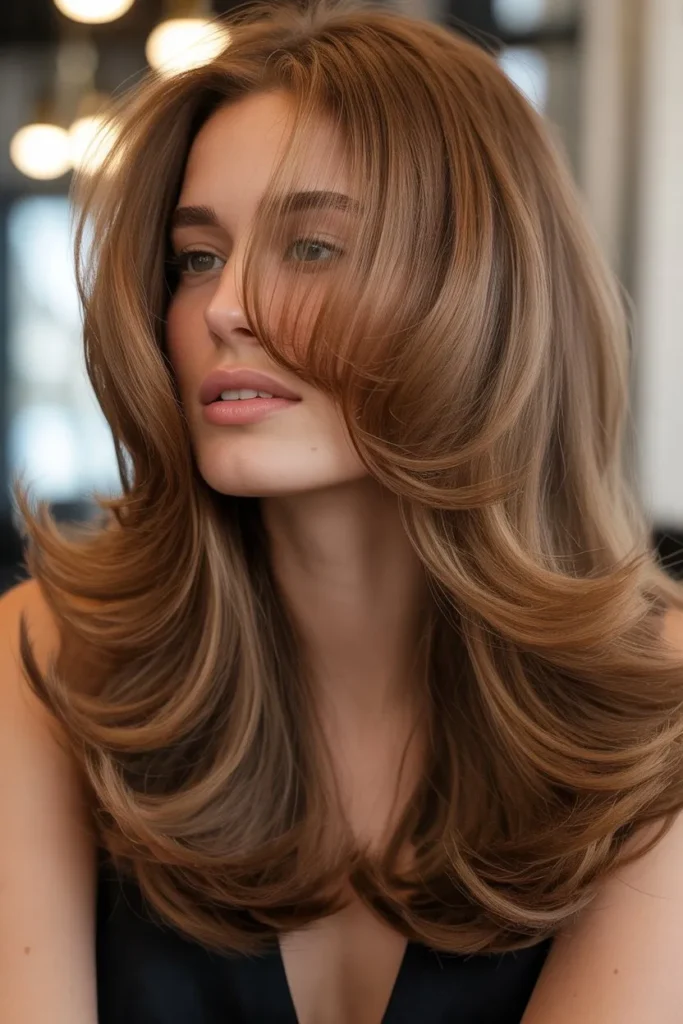 Long Layered Hair with Voluminous Blowout