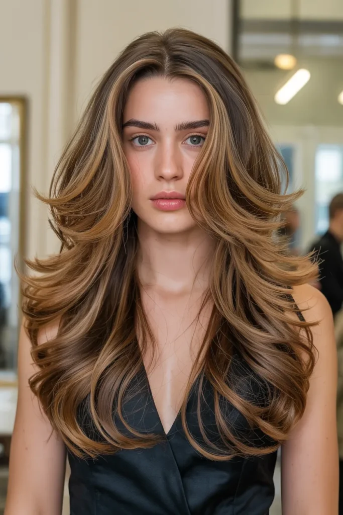 Long Layered Hair with Voluminous Waves