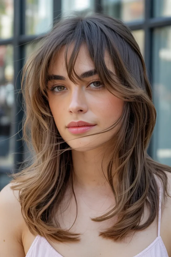 Long Layered Hair with Wispy Bangs