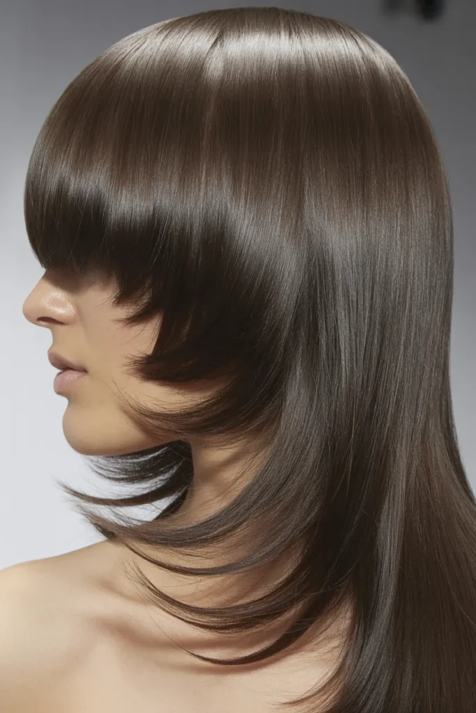 Long Straight Hair with Blunt Front Layers