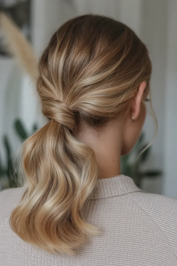 Low Twisted Ponytail with Soft Finis