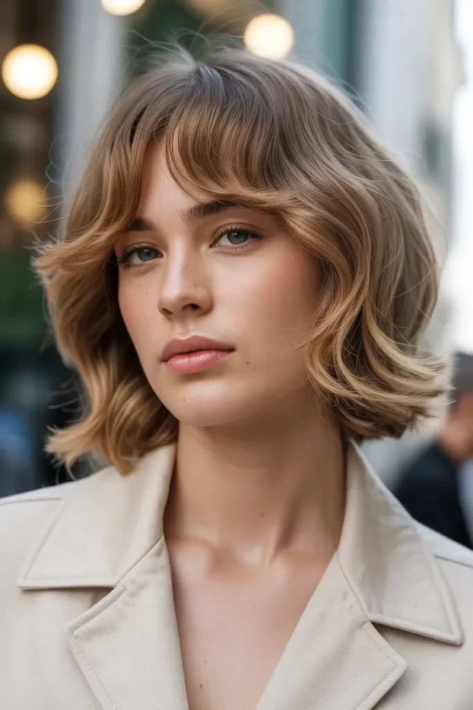 Medium Hair with Curtain Bangs