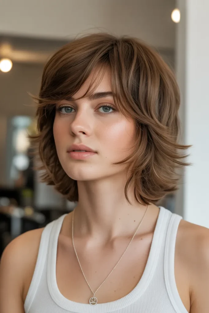 Medium Haircut with Shaggy Layers and Texture