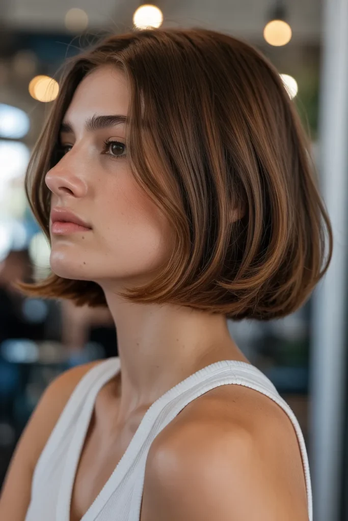 Medium Haircut with Subtle Tapered Layers