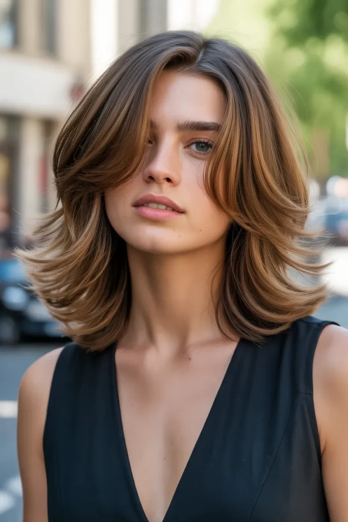Medium Haircut with Voluminous Layered Ends