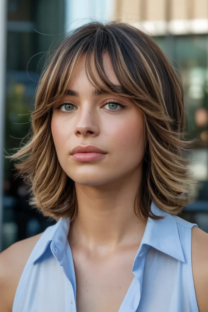 Medium Layered Cut with Curtain Bangs