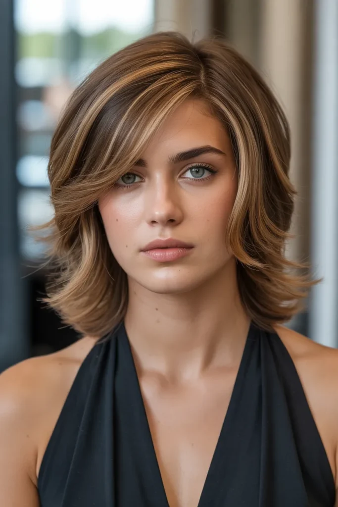 Medium Layered Cut with Deep Side Part