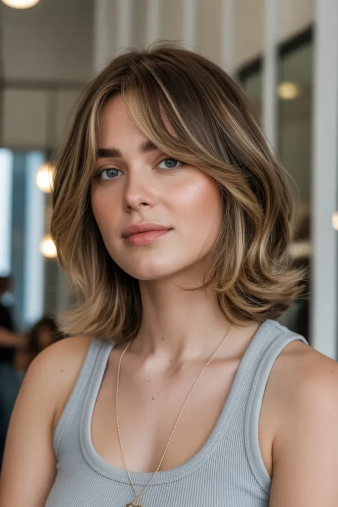Medium Layered Cut with Soft Curtain Bangs