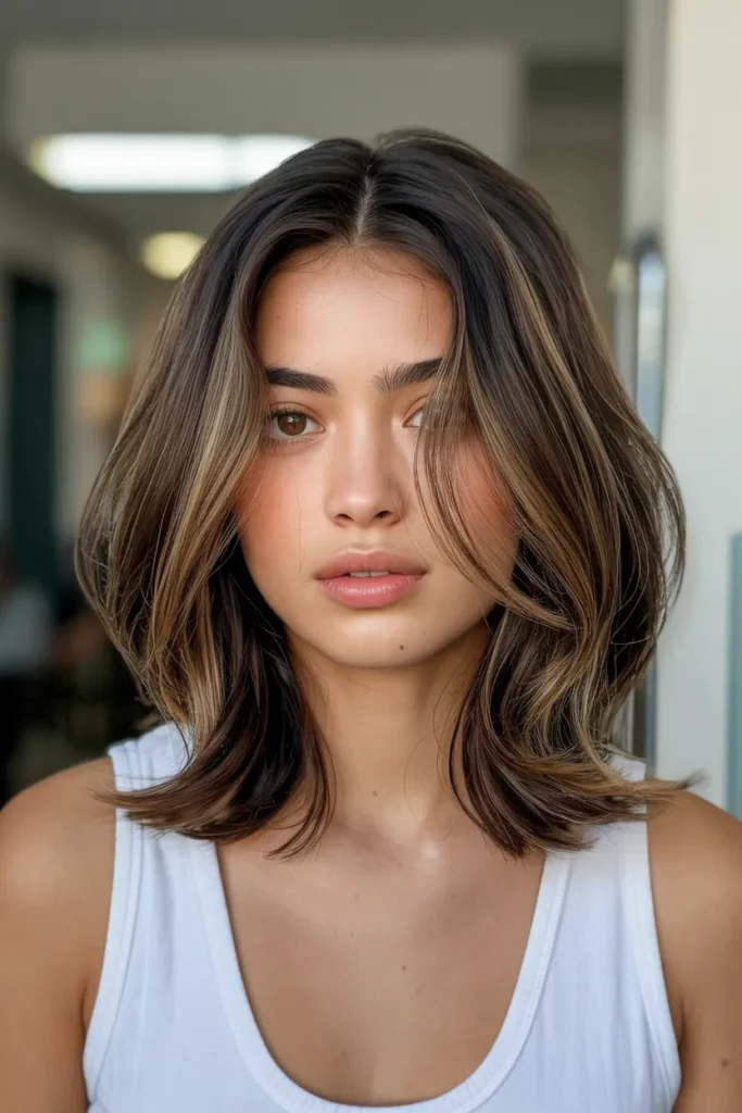 Medium Layered Hair with Center Part
