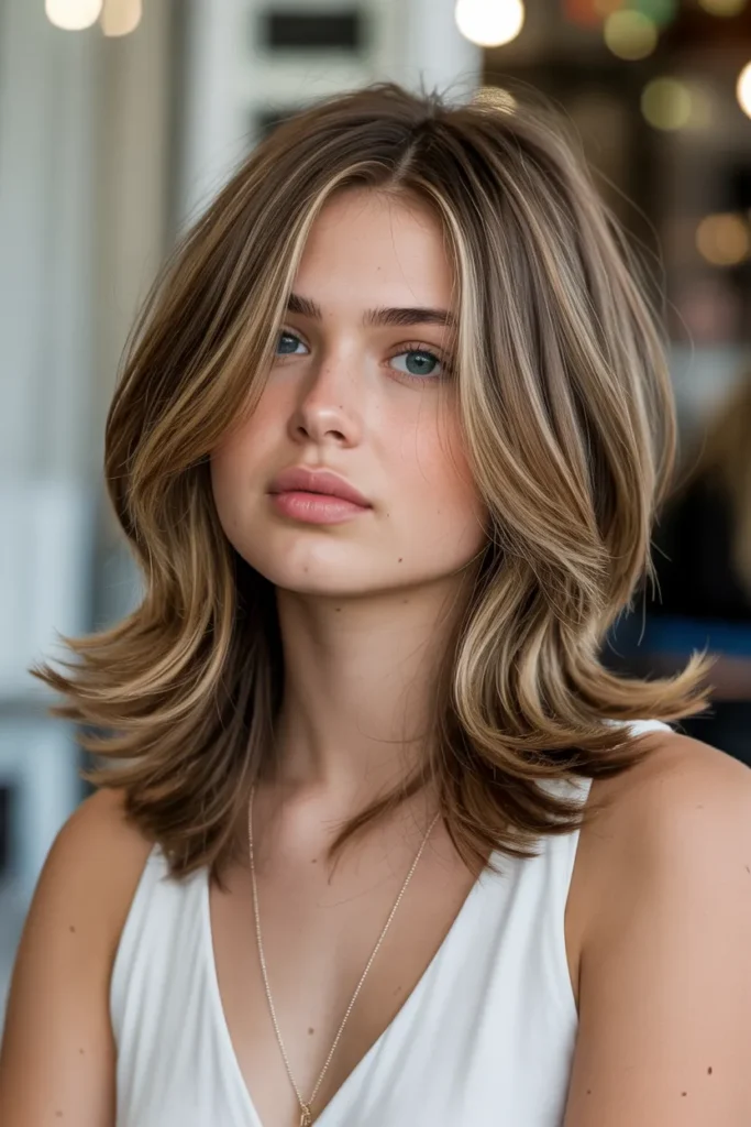Medium Layered Hair with Feathered Layers