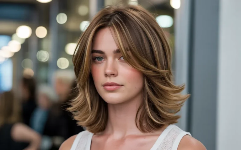 Medium Layered Hair with Feathered Layers,