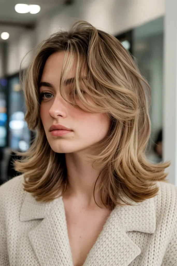 Medium Layered Hair with Loose Blowout