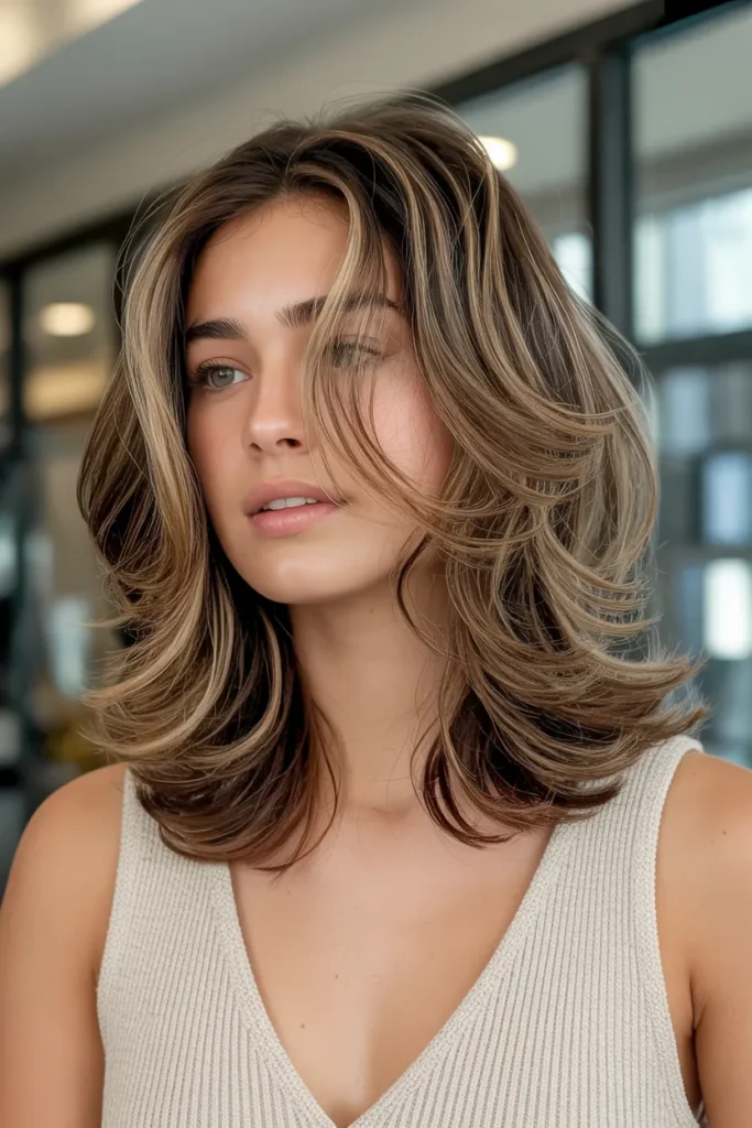 Medium Layered Hair with Loose Waves