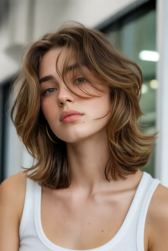 Medium Layered Hair with Natural Texture