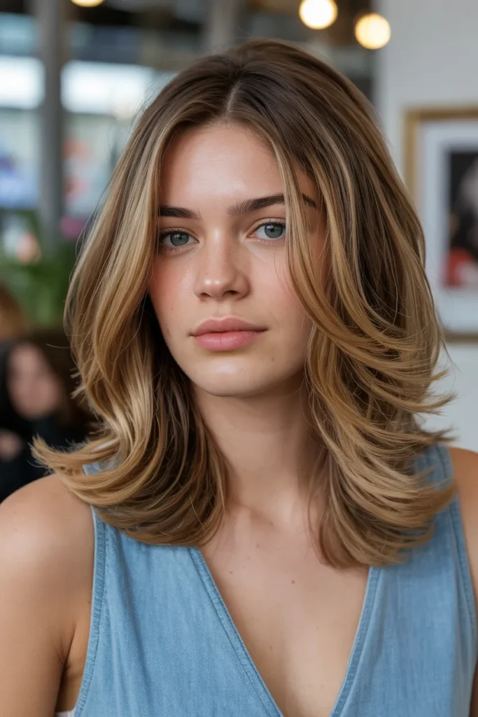 Medium Layered Hair with Side Part
