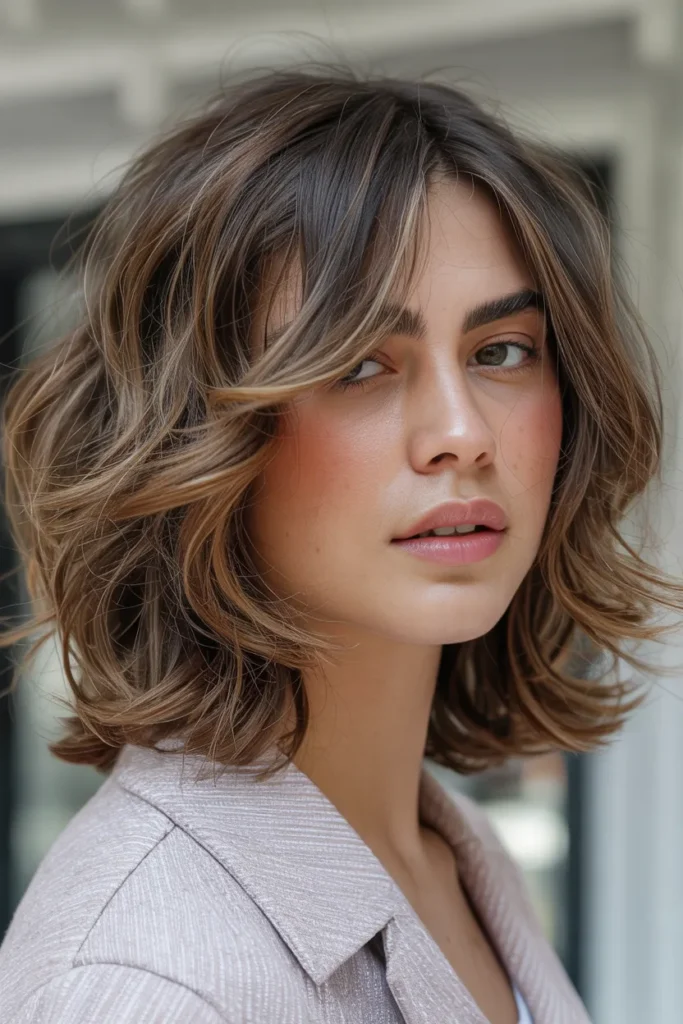 Medium Layered Hair with Tousled Waves