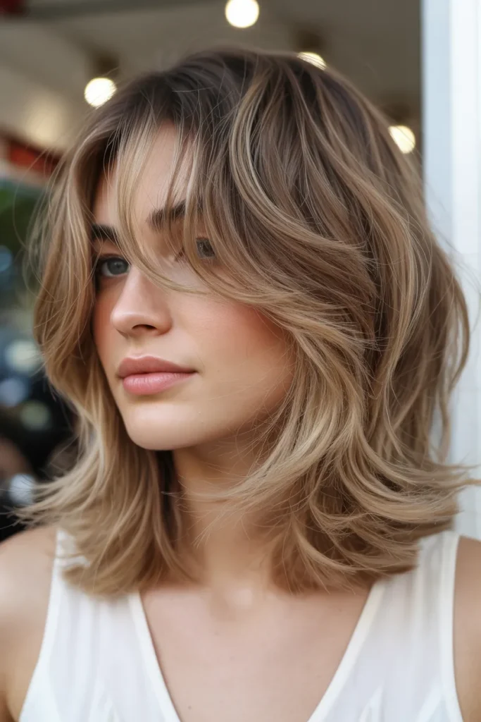 Medium Layered Hair with Wispy Ends