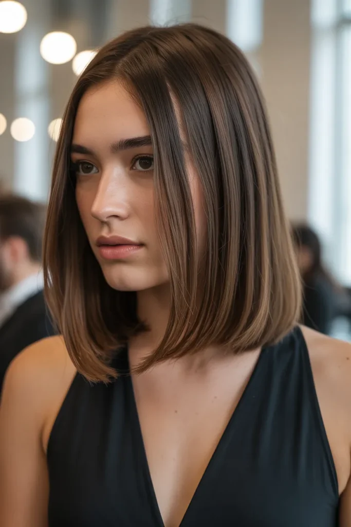 Medium Straight Haircut with Subtle Layering