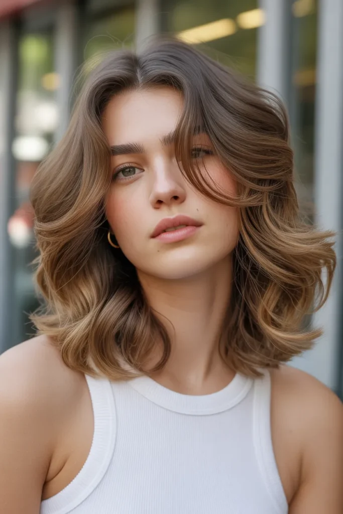 Medium Wavy Hair with Blended Layers