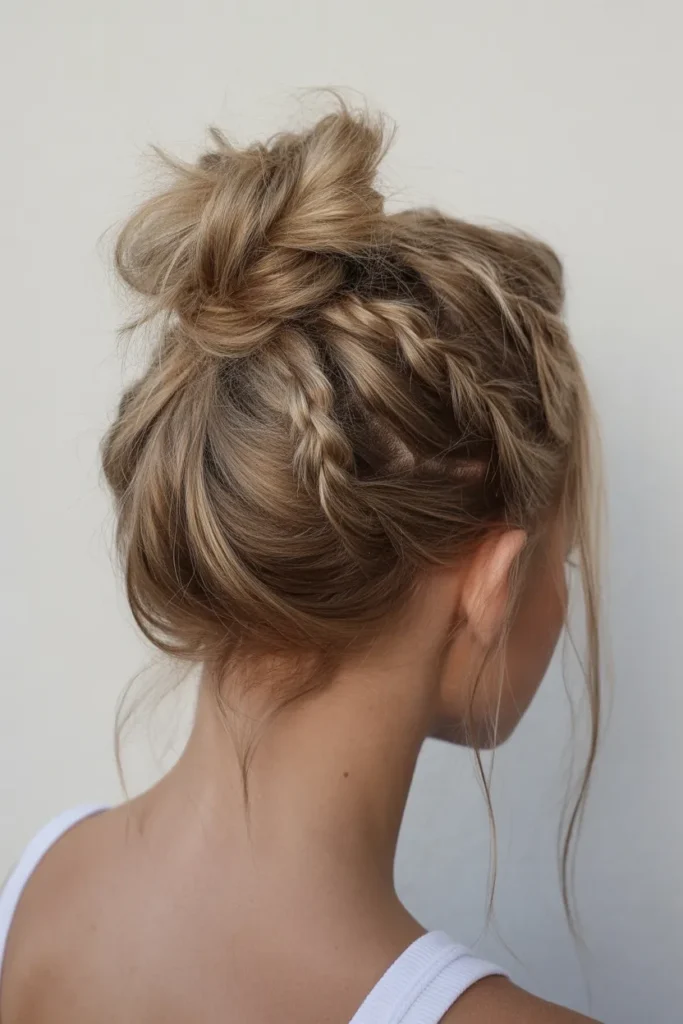 Messy Bun with Loose Front Braids